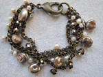 Triple Strand Pearl and Crystal Bracelet