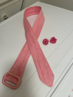 Barbie Pink Straw Earrings and Belt
