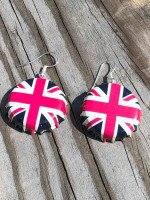 Coronation King Charles Union Jack flag genuine-bottletop earrings