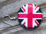 Coronation King Charles Union Jack flag genuine-bottletop earrings