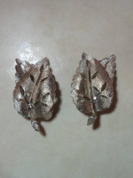 Vintage BSK Leaf Silver Tone Clipon Clip-On Earrings