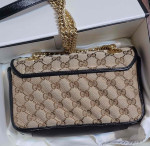 Authentic Gucci GG Marmont Diagonal Quilted Small Shoulder Bag Brown/ Black Style 443497