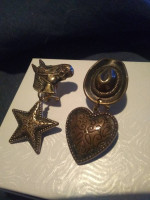 Pair of PIERCED EARRINGS Western Cowboy or Cowgirl Hat with Charms