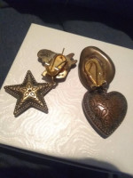 Pair of PIERCED EARRINGS Western Cowboy or Cowgirl Hat with Charms