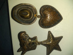 Pair of PIERCED EARRINGS Western Cowboy or Cowgirl Hat with Charms