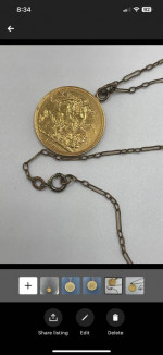 1899 Victoria Dei Gra Britt 22k Gold coin necklace