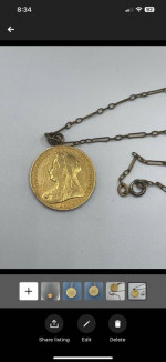 1899 Victoria Dei Gra Britt 22k Gold coin necklace