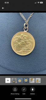 1899 Victoria Dei Gra Britt 22k Gold coin necklace