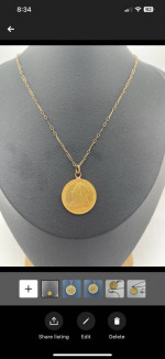 1899 Victoria Dei Gra Britt 22k Gold coin necklace
