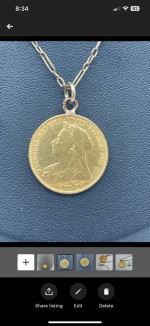 1899 Victoria Dei Gra Britt 22k Gold coin necklace