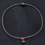 Sim Stars 925 sterling silver 19" necklace snake chain & ruby pendant