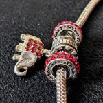 Sim Stars 925 sterling silver 19" necklace snake chain & ruby pendant