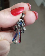 Vintage Aurora Borealis Crystal Rainbow Necklace Screw Earrings Set