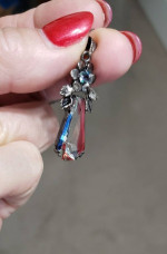 Vintage Aurora Borealis Crystal Rainbow Necklace Screw Earrings Set
