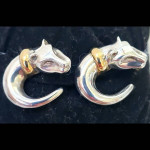 18K Gold & Sterling Silver Double Panther Ring & Earrings Set