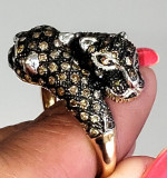 10k Champagne Chocolate Diamond 1 Carat Panther Crossover Ring
