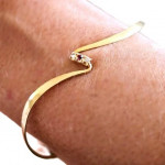 14k Yellow Gold Diamond & Ruby Modern Hook Clasp Wave Bracelet