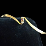 14k Yellow Gold Diamond & Ruby Modern Hook Clasp Wave Bracelet