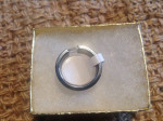 Titanium Matte & Polished Tension Set Square CZ ring size 5