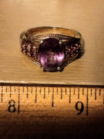 AFRICAN AMETHYST GEM ON 18K GOLD OVER STERLING SILVER RING $80