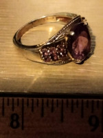 AFRICAN AMETHYST GEM ON 18K GOLD OVER STERLING SILVER RING $80