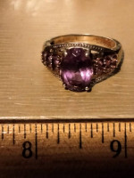 AFRICAN AMETHYST GEM ON 18K GOLD OVER STERLING SILVER RING $80