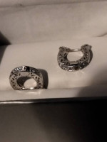 HOOP EARRINGS (*1 CARAT WT.) CUBIC ZIRCONIA/PLATINUM OVER SILVER $60