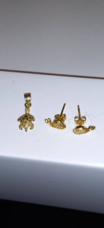 Beautiful 14kt Diamond Cut Sea Turtle Pendant/Whale Earrings