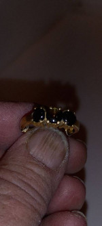 Gorgeous 14kt 3 Stone Black Star Sapphire Ring