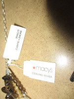18" Three Strand Smokey Quartz and Citrine Necklace with .925 Clasp