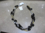 18" Three Strand Smokey Quartz and Citrine Necklace with .925 Clasp
