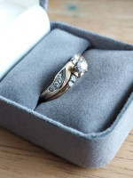 Engagement ring with wedding band.