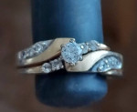 Engagement ring with wedding band.