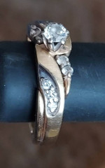 Engagement ring with wedding band.