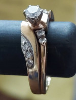 Engagement ring with wedding band.