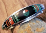 Vintage, genuine Ernest Benally, Navajo inlaid silver cuff, great condition!!