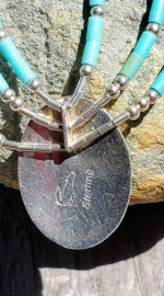 Genuine Navajo, Turquoise, liquid silver beaded necklace. EUC, beautiful!