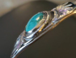 Turquoise 925 silver bracelett cuff, Vintage Southwest design, great condition!