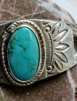 Turquoise 925 silver bracelett cuff, Vintage Southwest design, great condition!