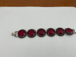 Vintage Silver Tone Link Red Bracelet