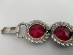 Vintage Silver Tone Link Red Bracelet