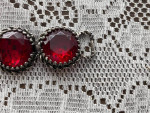 Vintage Silver Tone Link Red Bracelet