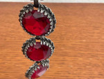 Vintage Silver Tone Link Red Bracelet