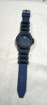 ICE KING mens watch - Blue Crystals & silicon band