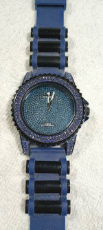 ICE KING mens watch - Blue Crystals & silicon band