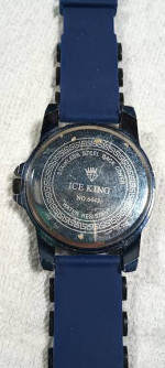 ICE KING mens watch - Blue Crystals & silicon band
