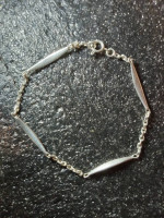 European 835 Silver Bar and Chain Bracelet 7.25" Long
