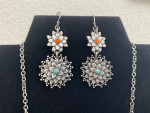 Pewter Tone Floral Necklace/Earrings