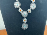 Pewter Tone Floral Necklace/Earrings