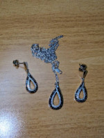 Black/White Diamond Necklace & Earring Set